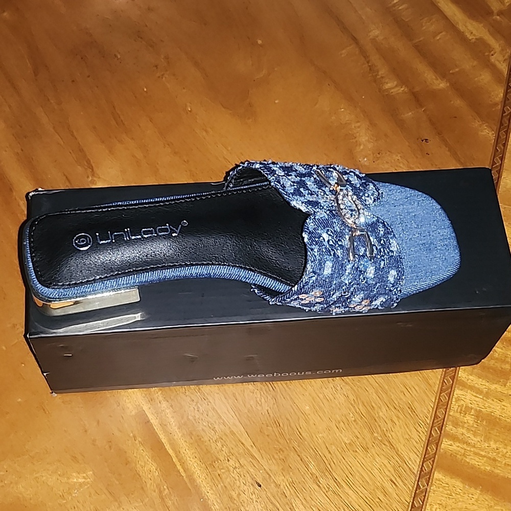 Square Denim Sandals